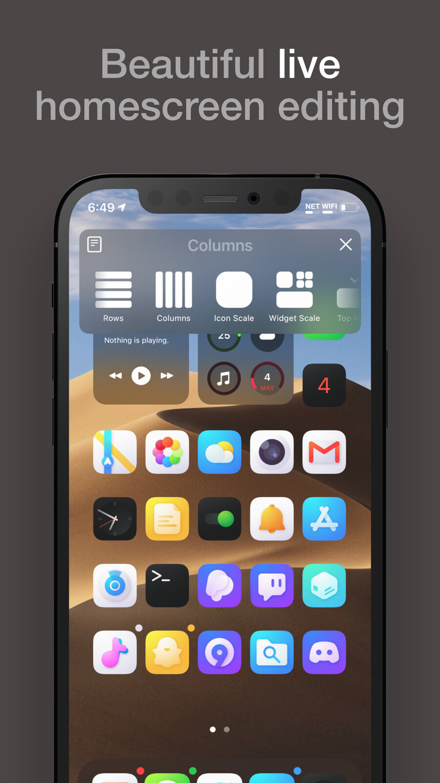 Atria live Home Screen layout editor