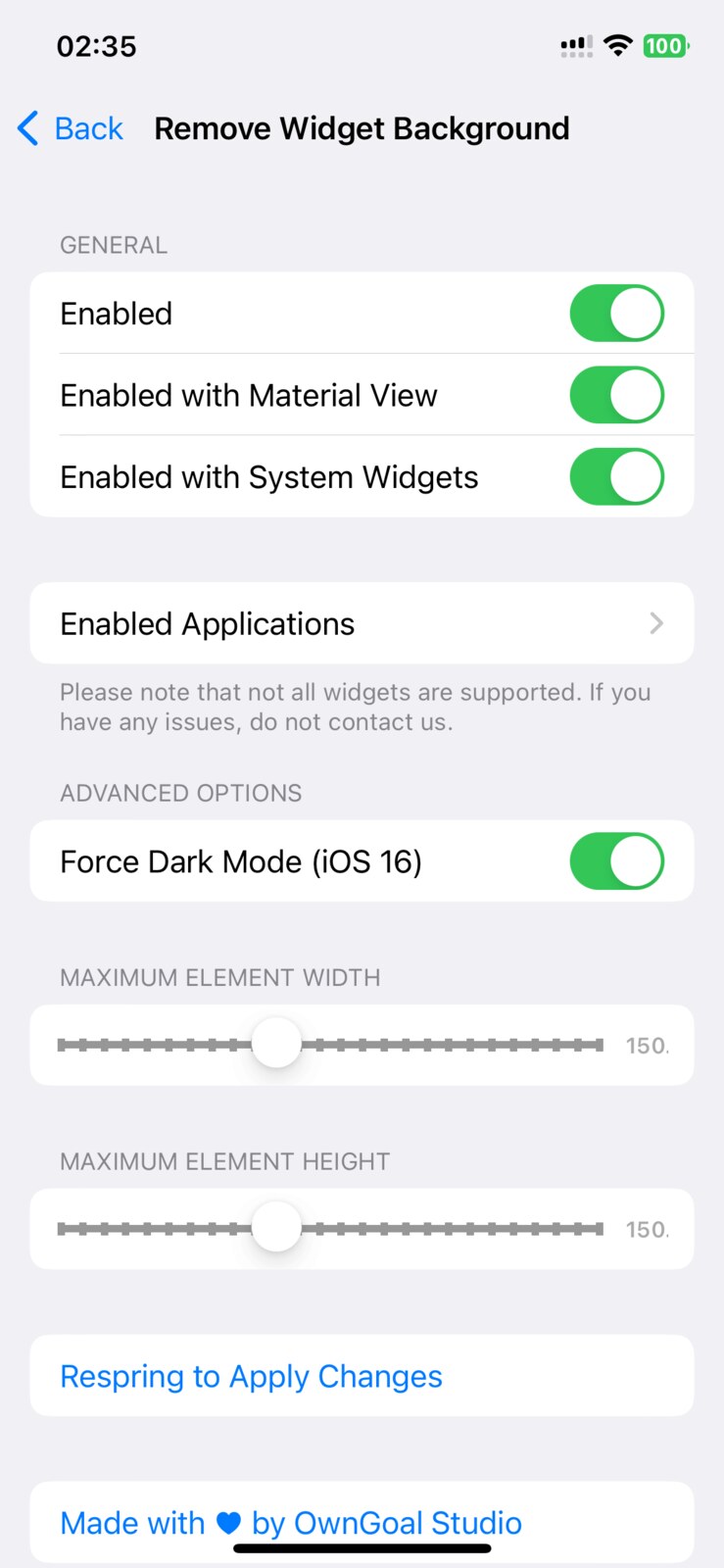 Remove Widget Background preferences