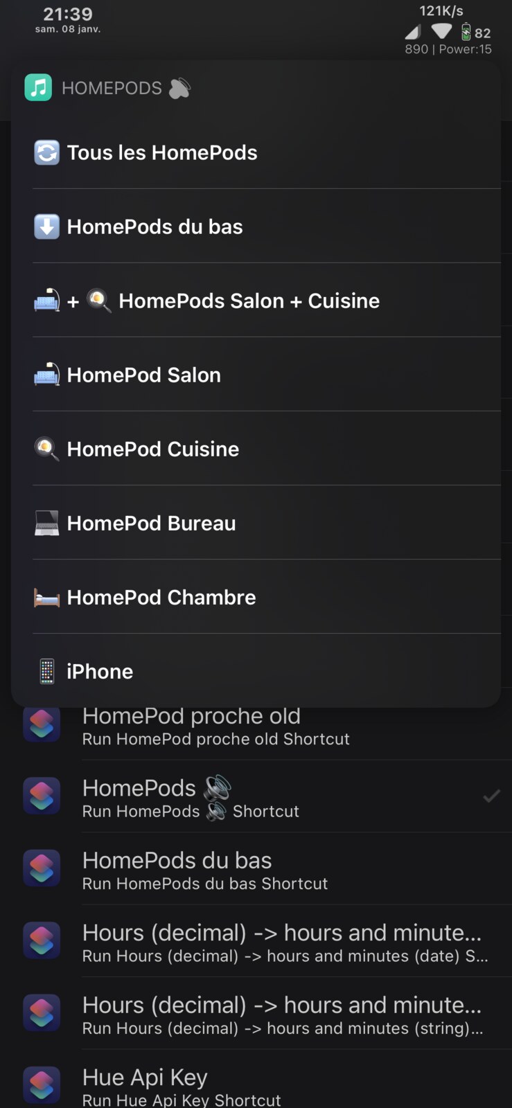 SpringCuts shortcut list